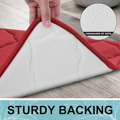 OLANLY Memory Foam Bath Mat Rug 24x16, Ultra Soft Bathroom Rugs, Red