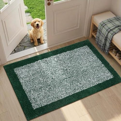 36x24 Bathroom Rugs Non Slip Washable, Soft Absorbent Bath Mat Dark Green