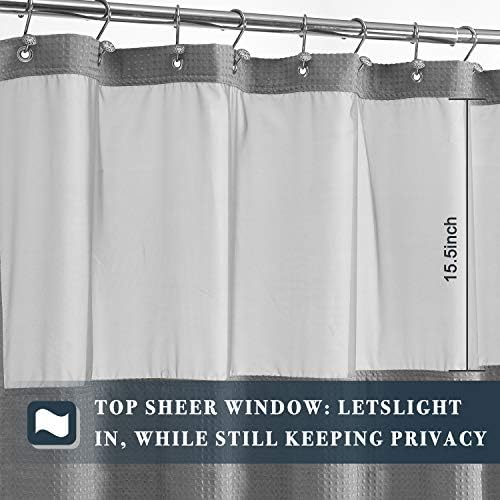 N&Y HOME Stall Waffle Weave Shower Curtain with Snap-in Liner Gray 36x72