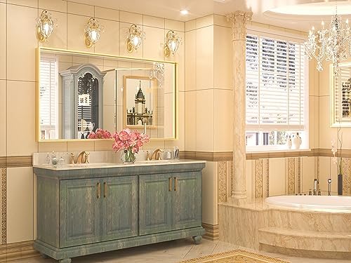 Keonjinn 48x24 Inch Gold Bathroom Mirror for Over Sink, Rectangular