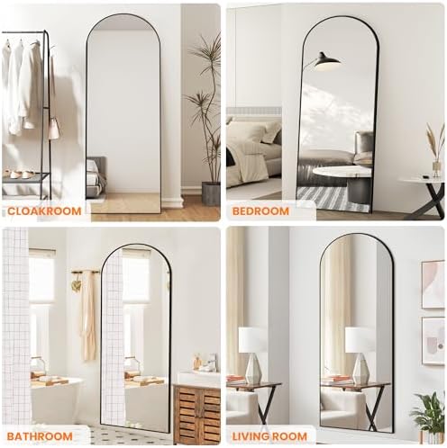 Arched Full Length Mirror, 70"x24" Standing Body Mirror for Wall, Black