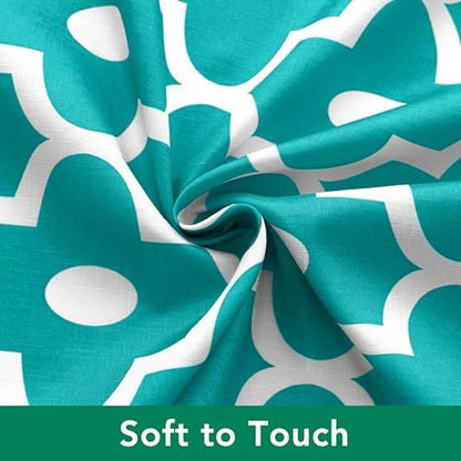 Fabric Modern Extra Long Shower Curtains for Bathroom-Turquoise and White