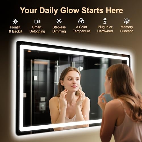 LED Bathroom Mirror, 55"x30" Bathroom Vanity Mirror with Lights