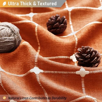 BTTN Burnt Orange Boho Farmhouse Linen Heavy Duty Shower Curtain Set, 72x72