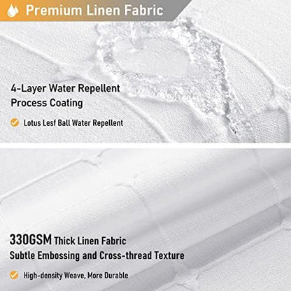 BTTN 60x72 Boho Farmhouse Linen Heavy Duty Fabric Shower Curtain Set, White