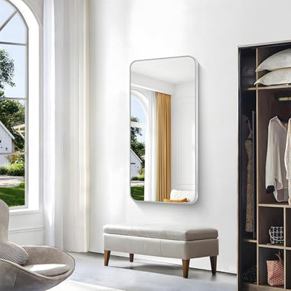 BONEWEI Silver Bathroom Mirror,24x48 inch Wall Mirror for Bathroom Wall Mounted,Rectangle Mirror for Bathroom Over Sink,Modern Frame Round Corner for Living Room,Bedroom Entryway,Horizontal/Vertical