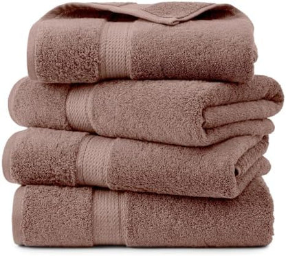 Superior Egyptian Cotton Plush Absorbent, Bath Towel Set of 4, Muted Mauve