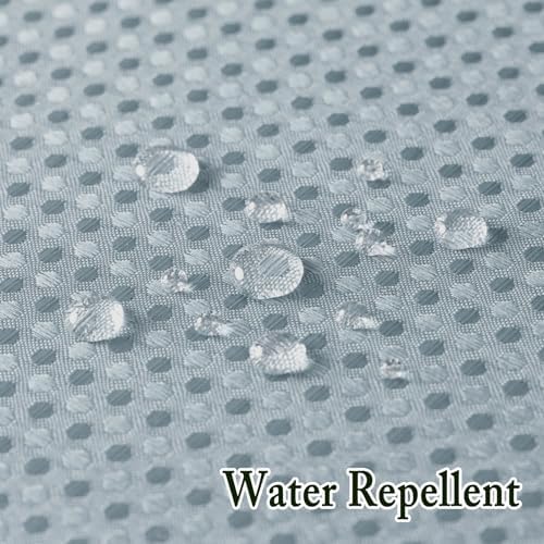 Gibelle No Hook Waffle Weave Shower Curtain with Snap-in Fabric Liner Set for Bathroom, Hotel Style with Mesh Top Window, Waterproof & Washable, Fog Blue, 72x74