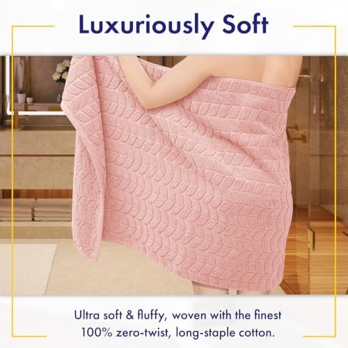 Alusa Home Ultra Soft & Stylish 700 GSM Luxury Bath Towels - 100% Zero-Twist, Long-Staple Cotton - Remarkably Absorbent & Quick Drying - 6 Piece Towel Set (Blush Pink)