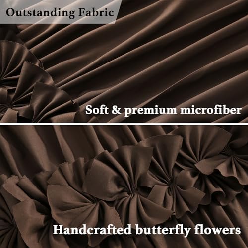 Homechoice Decor Victorian Chocolate Ruffle Shower Curtain 72" W x 72" H