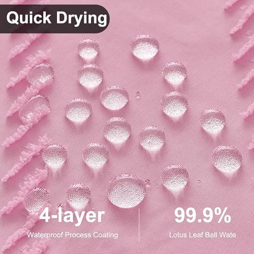 Siiluminisoy Extra Long Shower Curtains 72 x 84 Inches Tufted Chevron Pink Shower Curtains Fabric for Bathroom Modern Shabby Chic Waterproof Cloth Shower Curtain