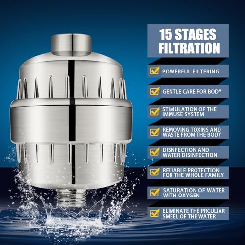 FEELSO Shower Head with Shower Filter, Filtered Shower Head for Hard Water