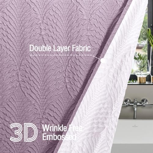 Gibelle 72x84 Extra Long Shower Curtain, Ombre Lavender 3D Embossed Half Bath Curtain