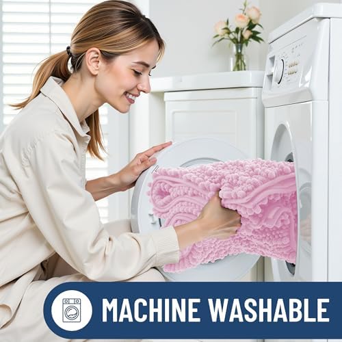 Smiry Bathroom Rugs 24X16, Extra Soft Rubber Backing Chenille Bath Mats