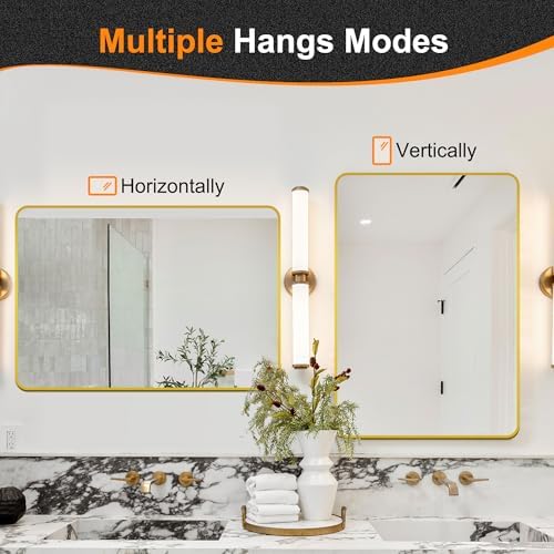 Delma Bathroom Vanity Mirror, Gold Framed Mirror for Over Sink, 36x24