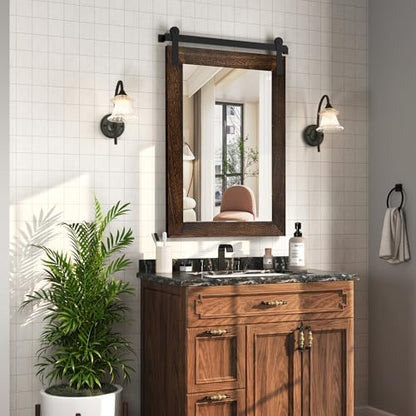 COGOOD Farmhouse Bathroom Mirrors for Over Sink - 38 x 25 Black Brown