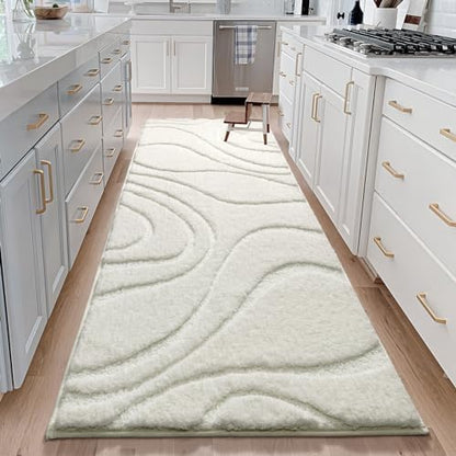 DEXDE White Bathroom Rugs Runner 24x60 Non Slip Long Mat for Floor Shower