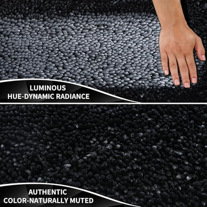 Yimobra Chenille Black Bathroom Rug, Ultra Soft Non Slip Bath Mat, 24 x 17