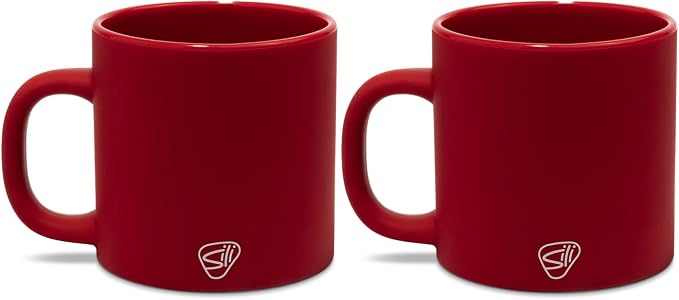 Silipint 16oz Silicone Coffee Mug – Unbreakable Dishwasher Safe Microwave Oven & Freezer Compatible Travel Mug – Non-Toxic Reusable Cup for Hot Coffee Tea or Cold Drinks, Classic Red - Pack of 2