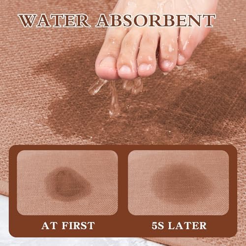 chakme Bathroom Rugs Mat 36x24, Ultra Thin Non Slip Bath Mat Large Quick Dry Absorbent Bath Mat for Bathroom, (Dark Pink, 36"x24")