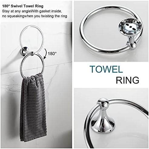 BGL Bathroom Hardware Set Chrome Adjustable Expandable Bath Towel Bars Bathroom Accessory Set Towel Racks 8-Pieces Wall Mount