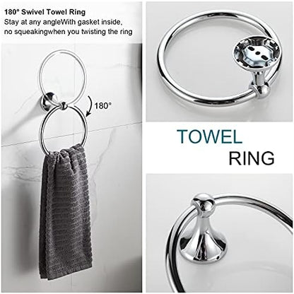 BGL Bathroom Hardware Set Chrome Adjustable Expandable Bath Towel Bars Bathroom Accessory Set Towel Racks 8-Pieces Wall Mount