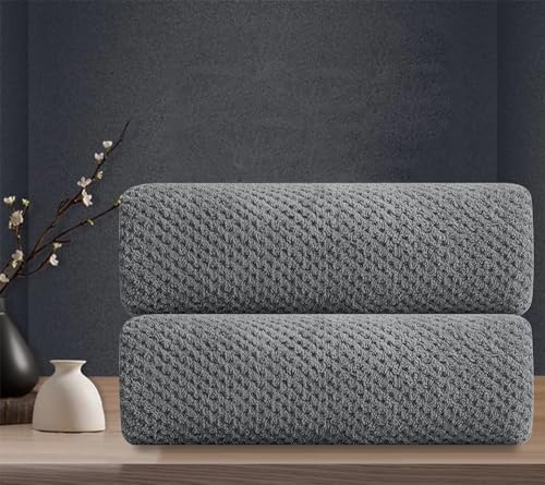 Grey Hand Towels Set 2 Pack-16“x31”,Ultra Soft Microfibers Bathroom Towel Set Highly Absorbent Quick Dry Luxury Premium Towel Lightweight Durable Hand Towel Collection for Hotel Spa Gym Kitchen