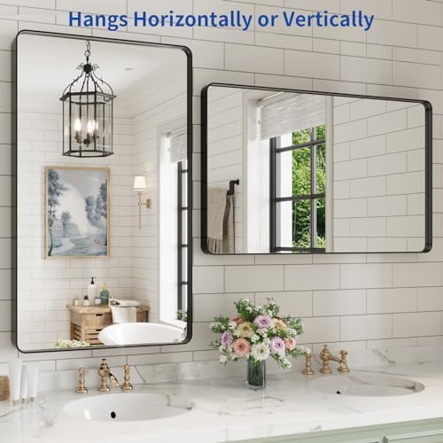 WEER Black Bathroom Vanity Mirror 40X24 Inch