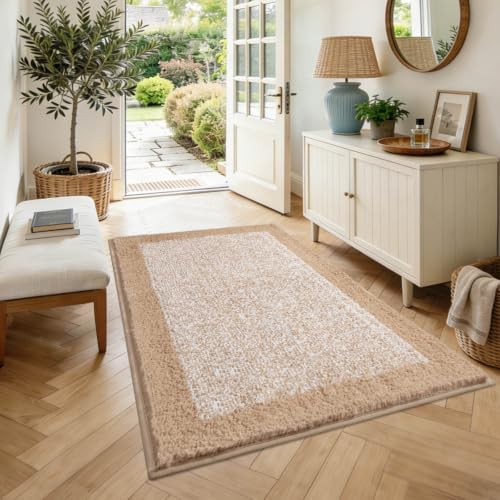 48x32 Large Bathroom Rugs Non Slip Washable, Soft Absorbent Bath Mat Beige