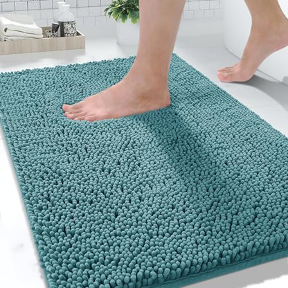 Yimobra Large Bathroom Rugs 36"x24", Non Slip Bath Mat for Tub, Shaggy Rug Floor Carpet, Extra Soft Super Absorbent Quick Dry, Machine Washable,Teal Blue