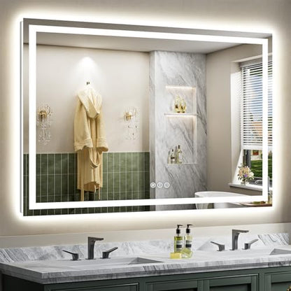 Briivue 68x40 Inch LED Bathroom Mirror with Lights, Backlit & Front Lit