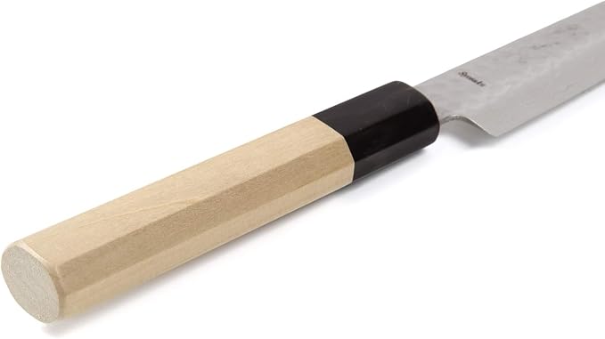Japanese Petty Knife Hammered Damascus VG-10 46 Layer Octagonal Magnolia Wood Handle, 6-inch (150mm)