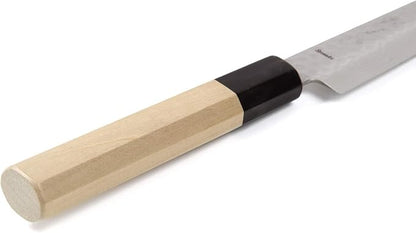 Japanese Petty Knife Hammered Damascus VG-10 46 Layer Octagonal Magnolia Wood Handle, 6-inch (150mm)