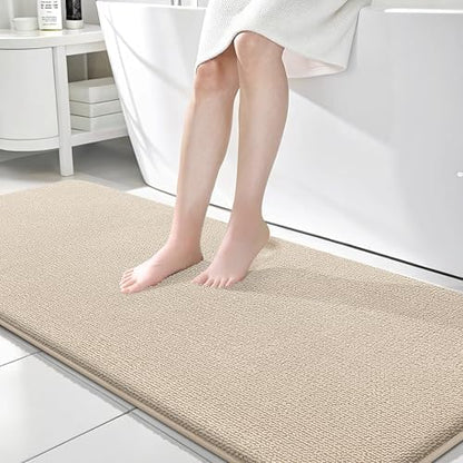 OLANLY Memory Foam Bathroom Runner Rugs 70x24, Absorbent Long Mat, Beige