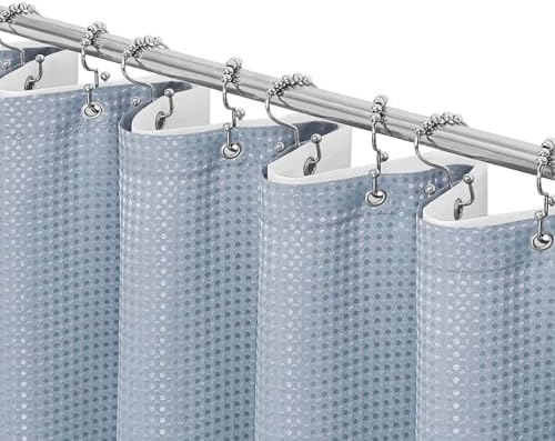 Gibelle 3 in 1 Fog Blue Shower Curtain with PEVA Liner, 12 Hooks, 72x72