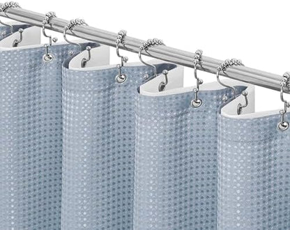 Gibelle 3 in 1 Fog Blue Shower Curtain with PEVA Liner, 12 Hooks, 72x72