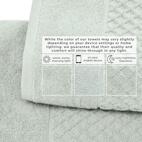 Great Bay Home Hand Towels - 100% Cotton 6 Pack 26x16 Hand Towel Set - Absorbent, Durable, Quick-Dry Towels for Bathroom (Pastel Blue)