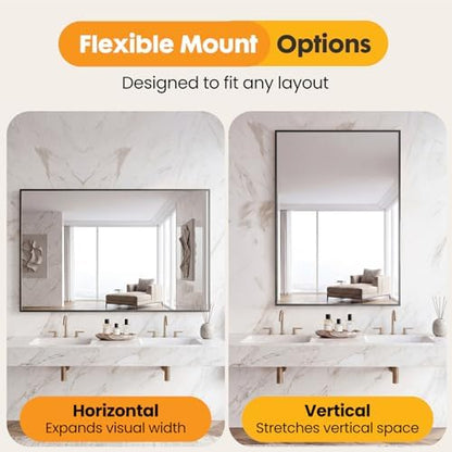 Sweetcrispy Bathroom Mirror, 30" x 36" Rectangle Wall Mount Mirrors