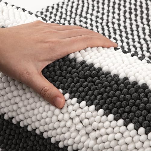 BSICPRO Large Bathroom Rugs, 24x36 Chenille Bath Mats, Dark Grey