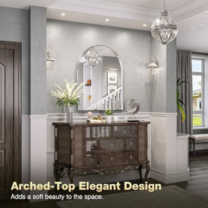 Brightify Arched Wall Mirror 22 x 30 Inch, Silver Arch Mirror
