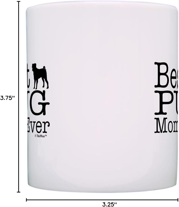 Dog Lover Gift Best Pug Mom Dad Ever Puppy Supplies Bundle 2 Pack 11oz Ceramic Coffee Mug Set