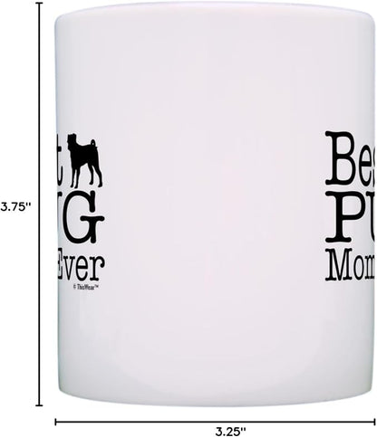 Dog Lover Gift Best Pug Mom Dad Ever Puppy Supplies Bundle 2 Pack 11oz Ceramic Coffee Mug Set