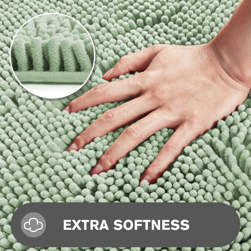 Bathroom Runner Rug 24 x 60 Inch – Extra Large Long Bath Mat | Absorbent and Washable Thick Chenille Bath Rug Non-Slip Runner Rug for Bathroom, Shower, Sink(Sea Foam)