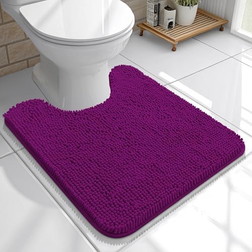 OLANLY Toilet Rugs U-Shaped 20x20, Soft Absorbent Chenille Contour Rugs