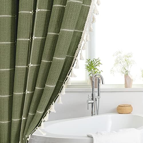 Gibelle Extra Long Boho Farmhouse Shower Curtain for Bathroom 72x84