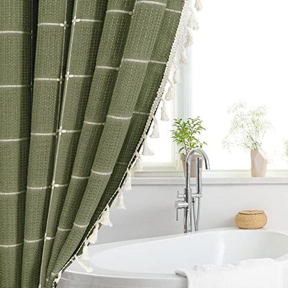 Gibelle Extra Long Boho Farmhouse Shower Curtain for Bathroom 72x84