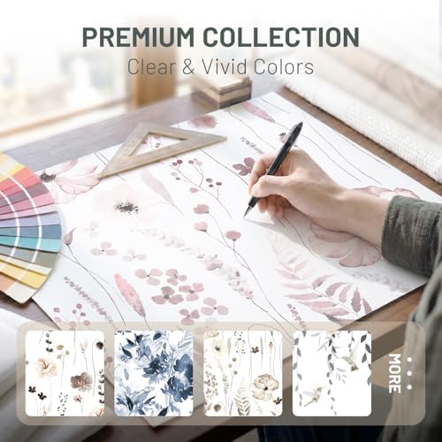 WITHLOC No Hook Floral Shower Curtain with Liner, Burgundy, 71x74