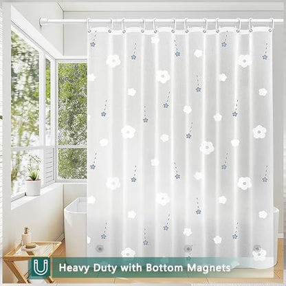 Shower Curtain Liner, 100% Waterproof Peva Shower Curtains with 3 Duty Heavy Bottom Magnets and 12 Rust Proof Grommets, 72x72 Weighted Shower Liner for Shower Stall, Bathtubs