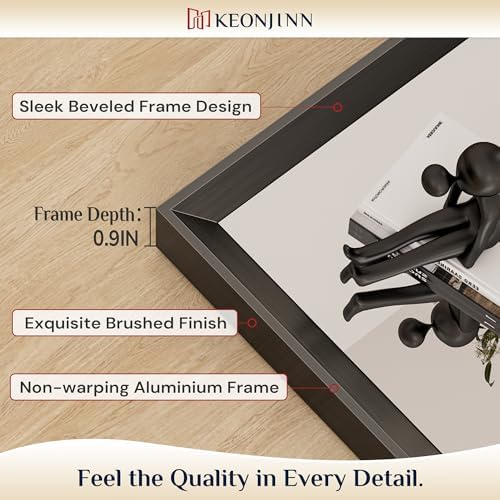 Keonjinn 16" x 24" Small Bathroom Mirrors for Over Sink, Black Metal Framed