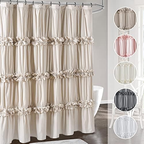 Homechoice Decor Camel Ruffle Shower Curtain 72" W x 72" H